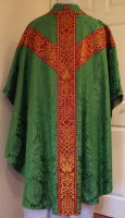 Green Gothic Chasuble traditional, silk damask GL004